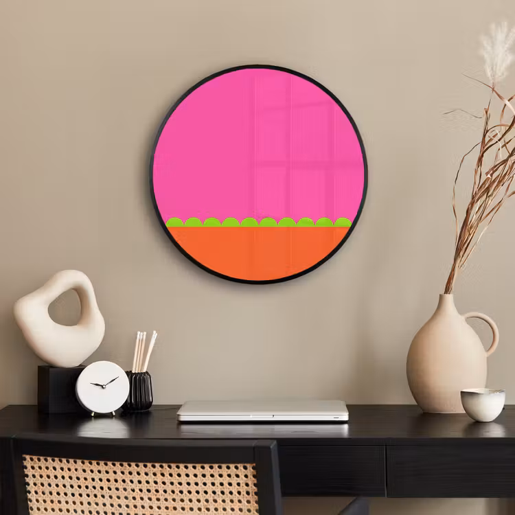 Ronde fotolijst - Abstract - Geometrisch - Kleurblokken - Roze - Oranje — 3