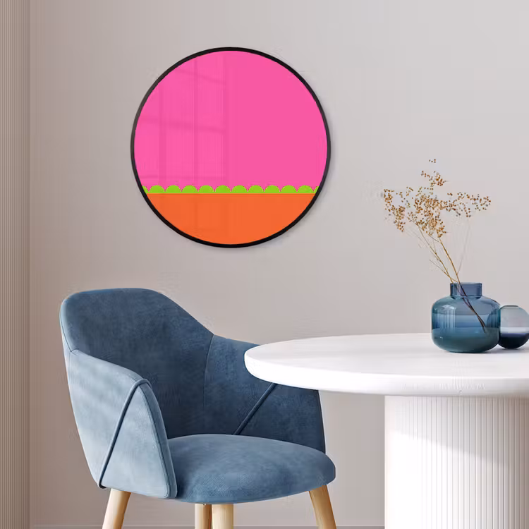 Ronde fotolijst - Abstract - Geometrisch - Kleurblokken - Roze - Oranje — 4