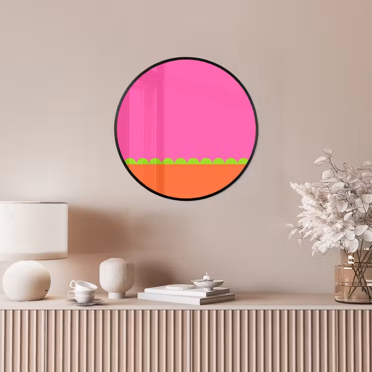 Ronde fotolijst - Abstract - Geometrisch - Kleurblokken - Roze - Oranje — 5