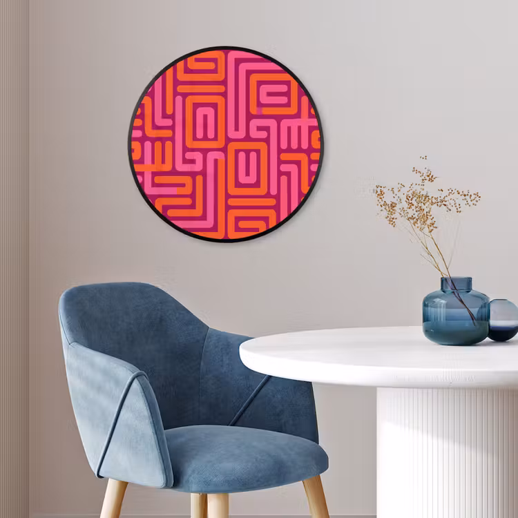 Ronde fotolijst - Abstract - Patroon - Lijnen - Roze - Oranje — 4