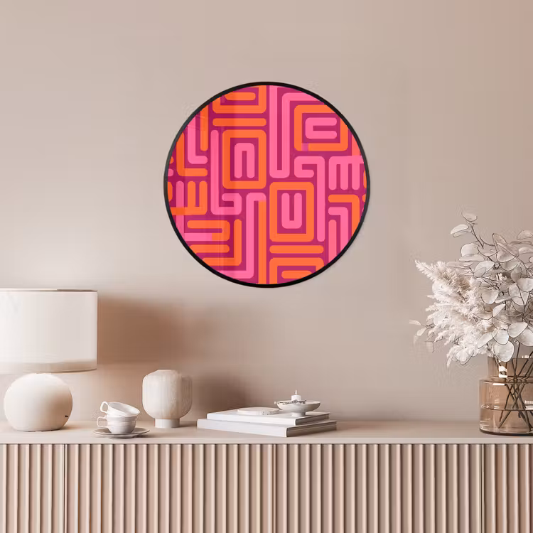 Ronde fotolijst - Abstract - Patroon - Lijnen - Roze - Oranje — 5
