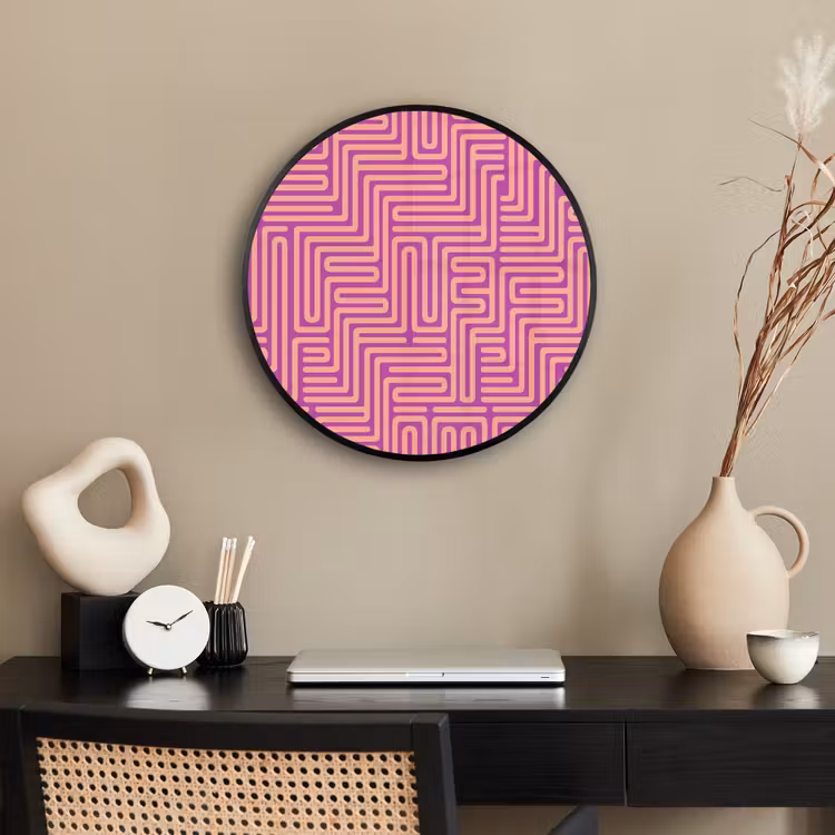 Ronde fotolijst - Patroon - Lijnen - Abstract - Modern - Paars — 3