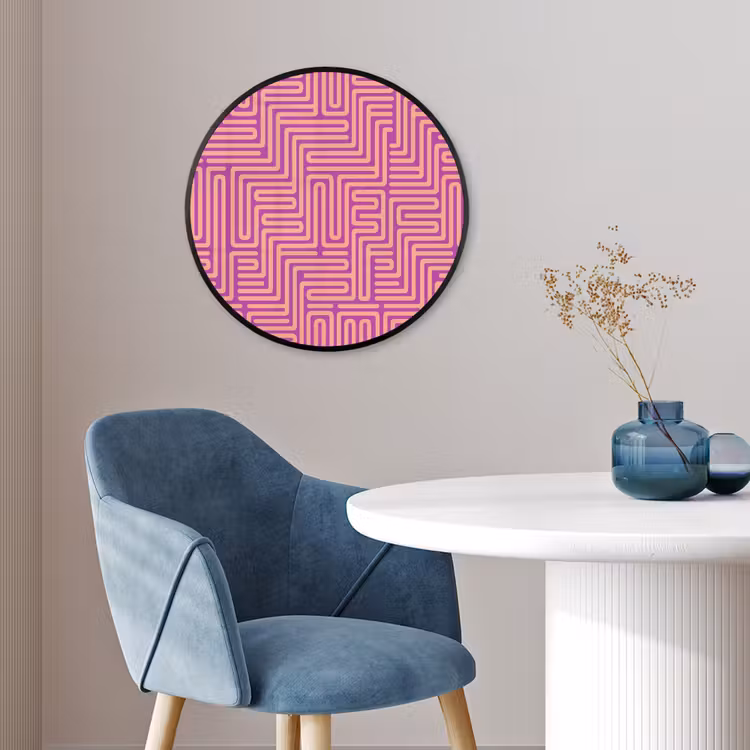 Ronde fotolijst - Patroon - Lijnen - Abstract - Modern - Paars — 4