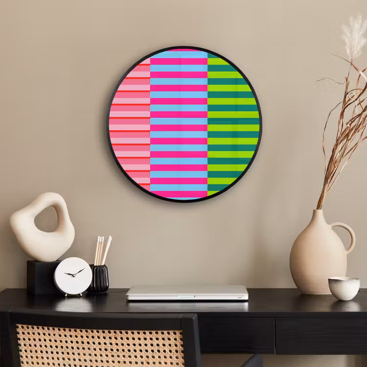 Ronde fotolijst - Patroon - Strepen - Modern - Abstract - Kleurrijk — 3