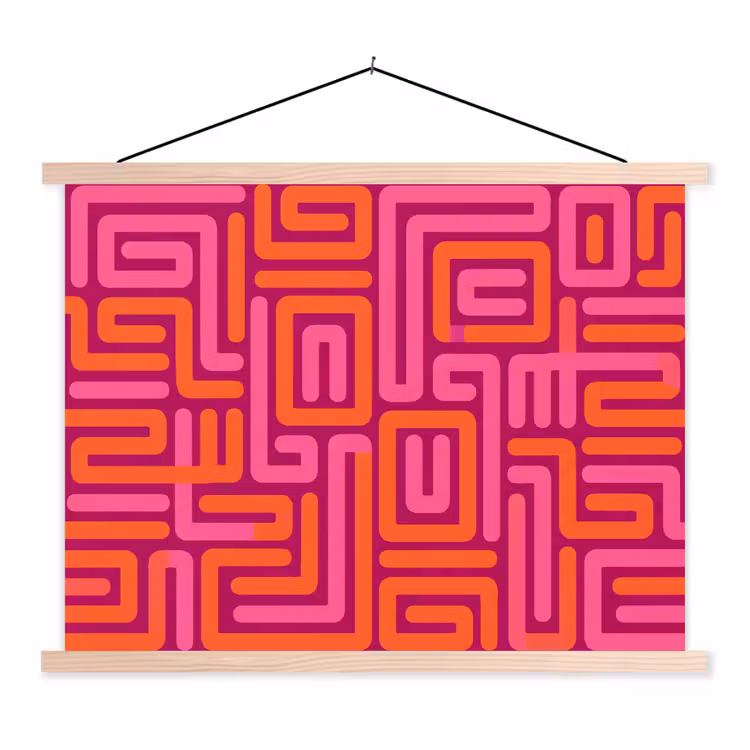 Schoolplaat - Abstract - Patroon - Lijnen - Roze - Oranje — 1
