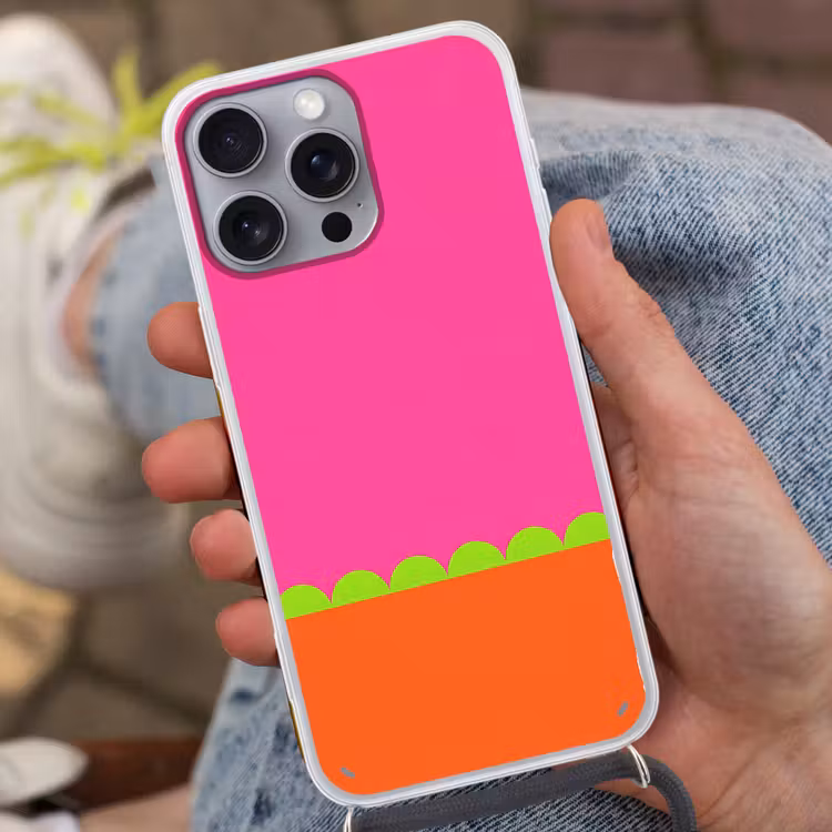 Telefoonhoesje met koord - Abstract - Geometrisch - Kleurblokken - Roze - Oranje — 2