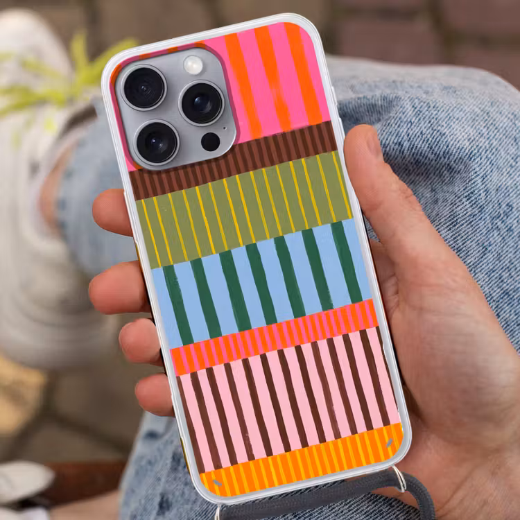 Telefoonhoesje met koord - Abstract - Strepen - Modern - Kleurrijk - Kunst — 2