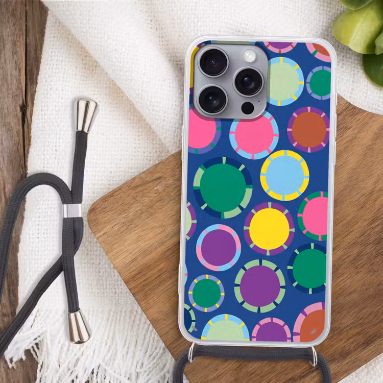Telefoonhoesje met koord - Patroon - Cirkels - Abstract - Kleurrijk — 3