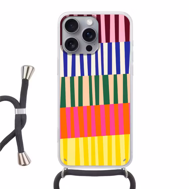 Telefoonhoesje met koord - Patroon - Strepen - Abstract - Modern - Kleurrijk — 1