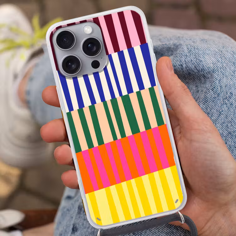 Telefoonhoesje met koord - Patroon - Strepen - Abstract - Modern - Kleurrijk — 2