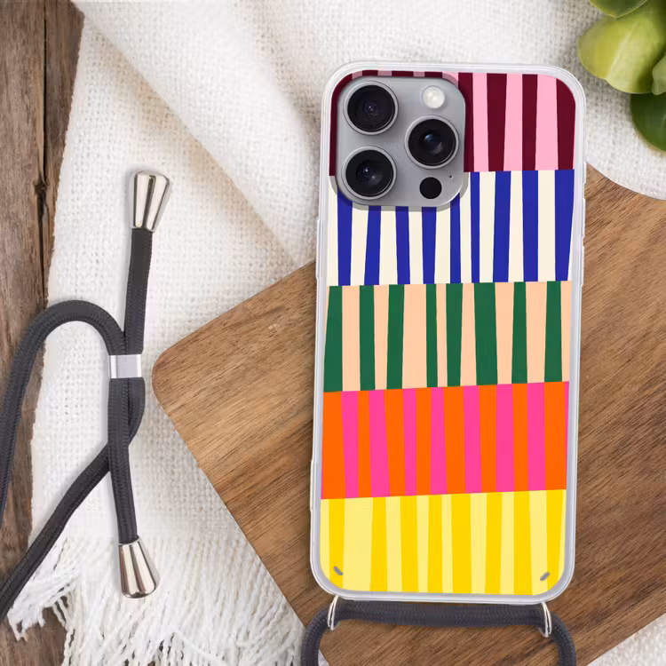 Telefoonhoesje met koord - Patroon - Strepen - Abstract - Modern - Kleurrijk — 3