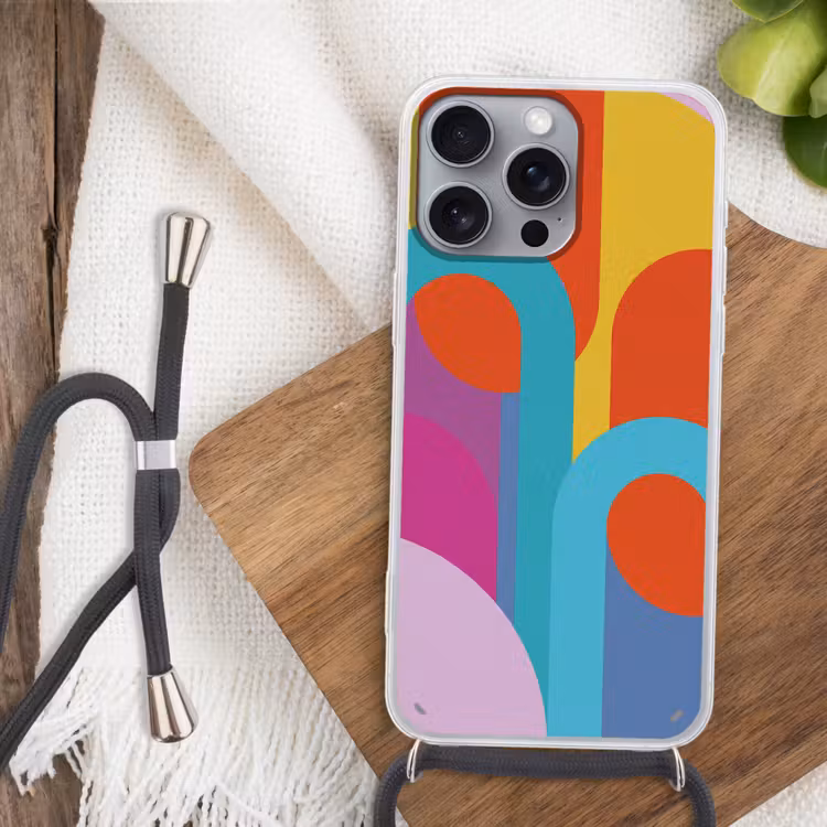 Telefoonhoesje met koord - Abstract - Geometrie - Kleurrijk - Modern - Kunst — 3