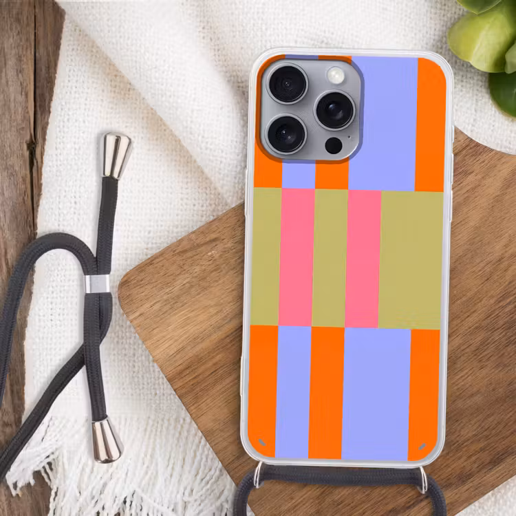 Telefoonhoesje met koord - Abstract - Patroon - Geometrisch - Kleurrijk - Modern — 3
