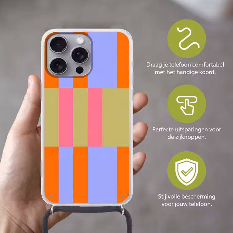 Telefoonhoesje met koord - Abstract - Patroon - Geometrisch - Kleurrijk - Modern — 4