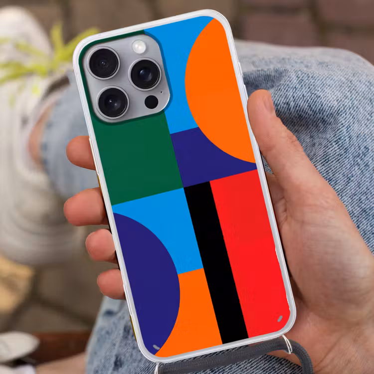 Telefoonhoesje met koord - Geometrisch - Abstract - Vormen - Kleurrijk - Modern — 2