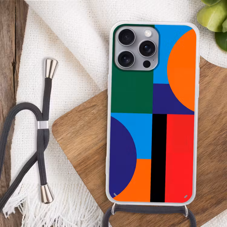 Telefoonhoesje met koord - Geometrisch - Abstract - Vormen - Kleurrijk - Modern — 3