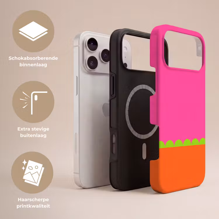 Telefoonhoesje Toughcase - Abstract - Geometrisch - Kleurblokken - Roze - Oranje — 3