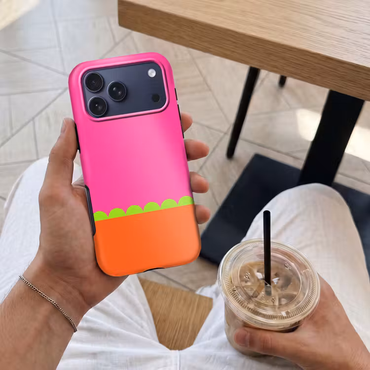 Telefoonhoesje Toughcase - Abstract - Geometrisch - Kleurblokken - Roze - Oranje — 4