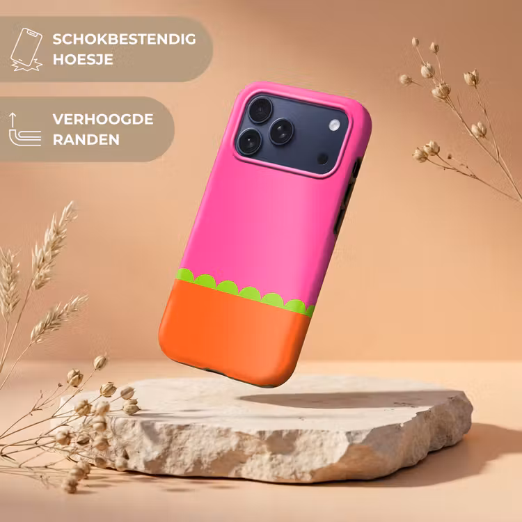 Telefoonhoesje Toughcase - Abstract - Geometrisch - Kleurblokken - Roze - Oranje — 5