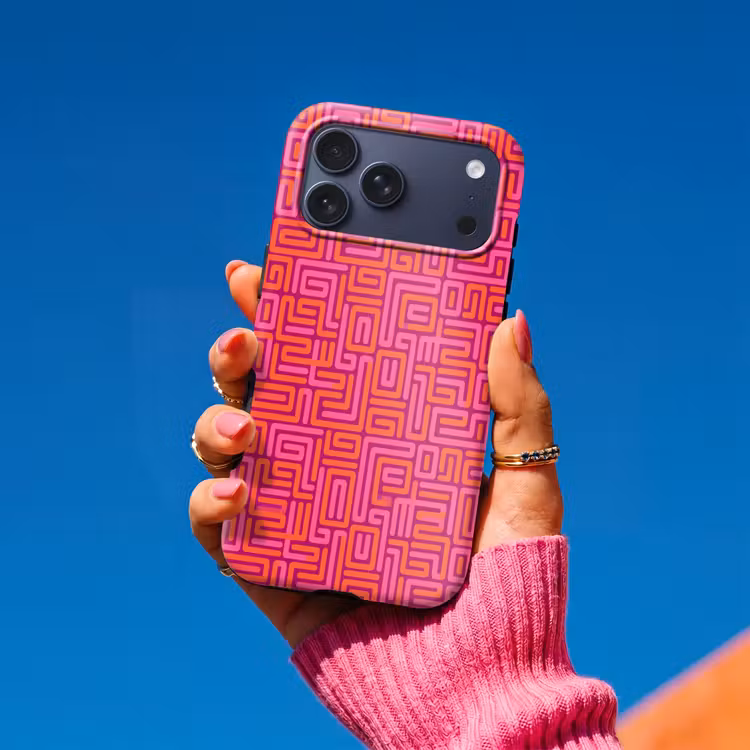 Telefoonhoesje Toughcase - Abstract - Patroon - Lijnen - Roze - Oranje — 2