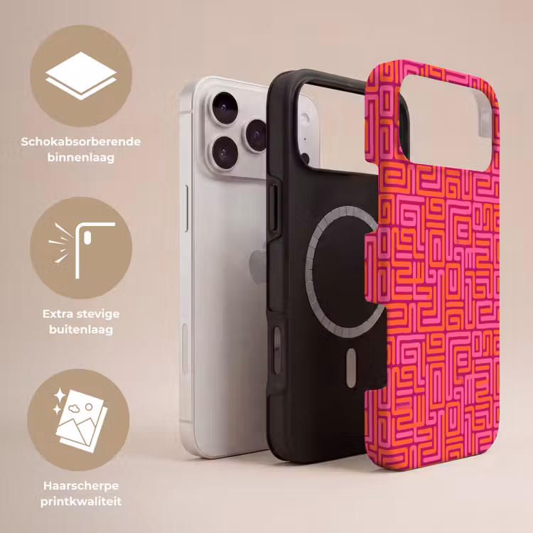 Telefoonhoesje Toughcase - Abstract - Patroon - Lijnen - Roze - Oranje — 3