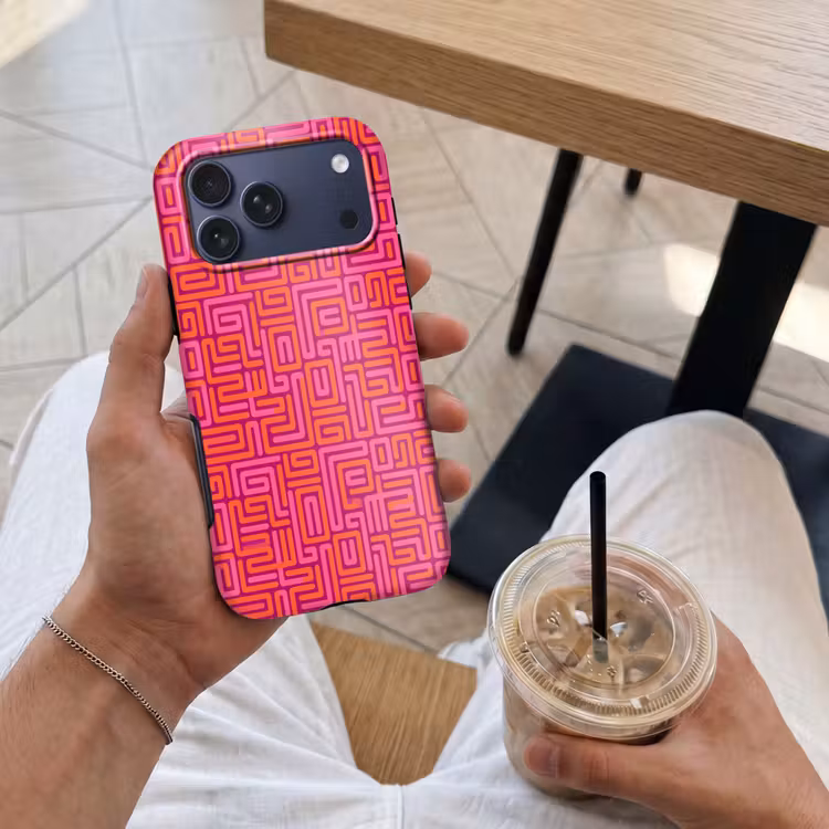 Telefoonhoesje Toughcase - Abstract - Patroon - Lijnen - Roze - Oranje — 4