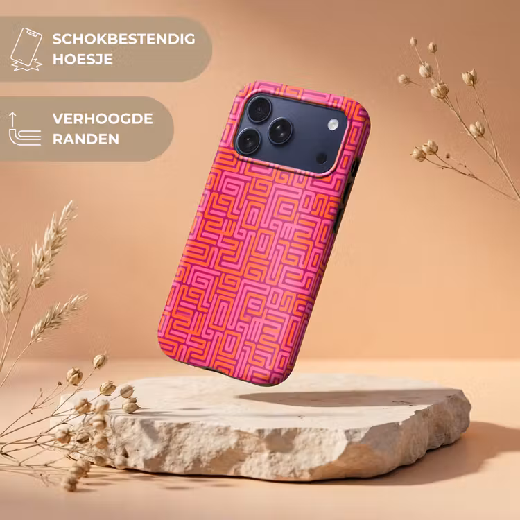 Telefoonhoesje Toughcase - Abstract - Patroon - Lijnen - Roze - Oranje — 5