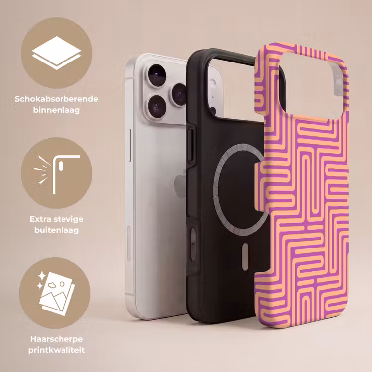 Telefoonhoesje Toughcase - Patroon - Lijnen - Abstract - Modern - Paars — 3