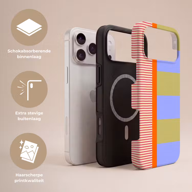 Telefoonhoesje Toughcase - Abstract - Geometrie - Strepen - Blokken - Rood — 3