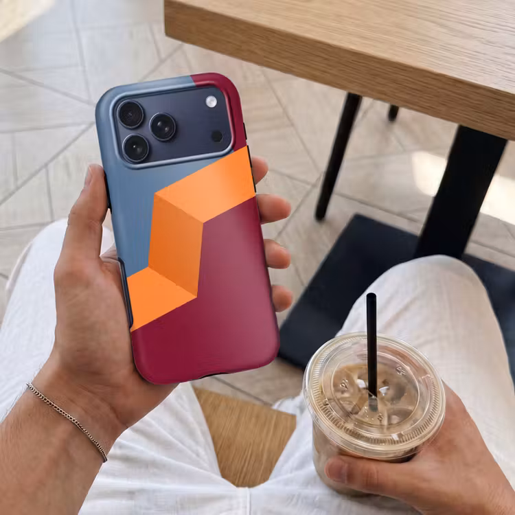 Telefoonhoesje Toughcase - Abstract - Vormen - Modern - Blauw - Oranje — 4