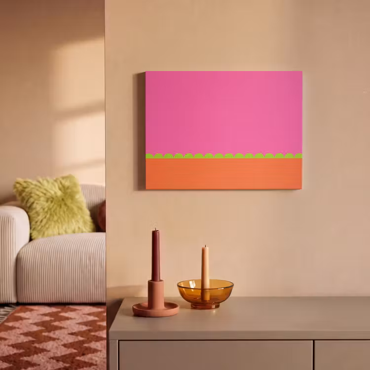 Akoestisch schilderij - Abstract - Geometrisch - Kleurblokken - Roze - Oranje — 2