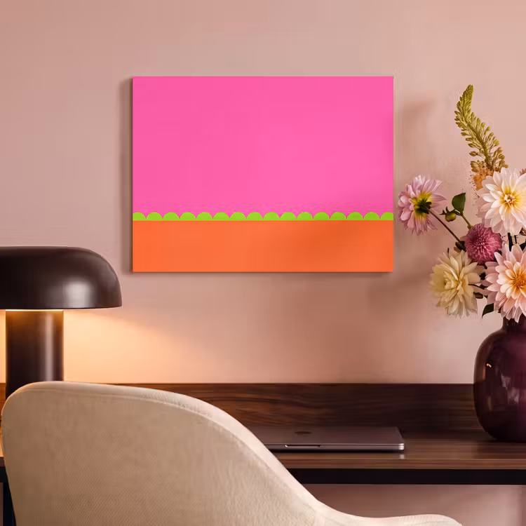 Akoestisch schilderij - Abstract - Geometrisch - Kleurblokken - Roze - Oranje — 6