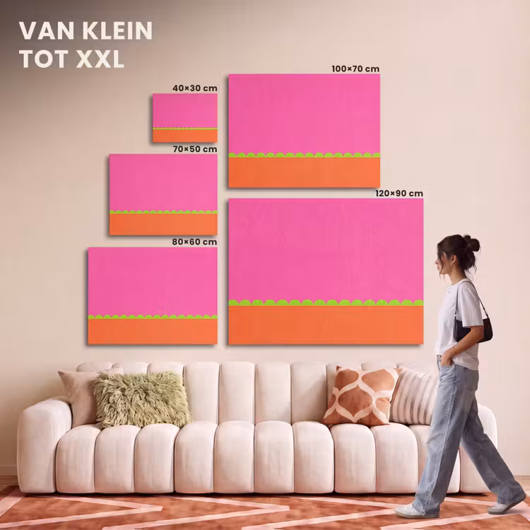 Akoestisch schilderij - Abstract - Geometrisch - Kleurblokken - Roze - Oranje — 7