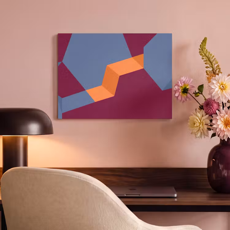 Akoestisch schilderij - Abstract - Vormen - Modern - Blauw - Oranje — 6