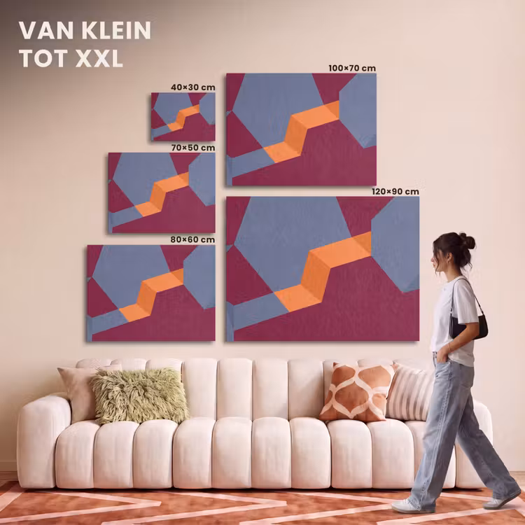 Akoestisch schilderij - Abstract - Vormen - Modern - Blauw - Oranje — 7