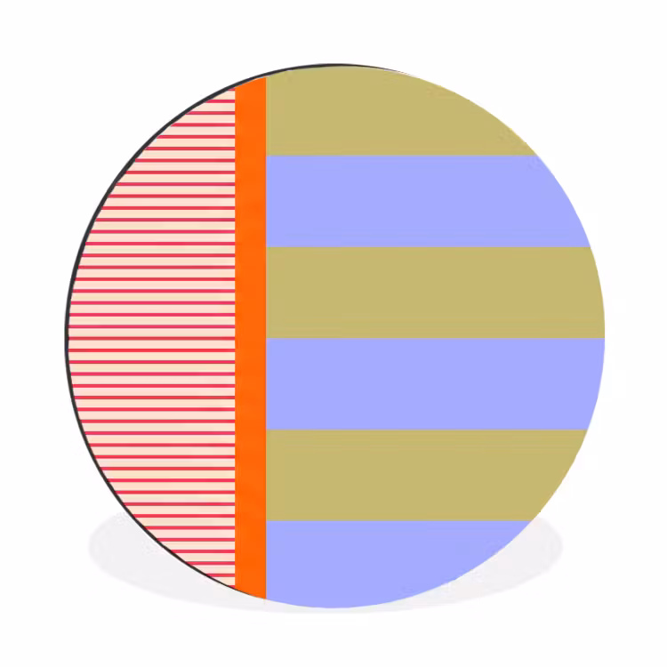 Wandcirkel - Aluminium - Abstract - Geometrie - Strepen - Blokken - Rood — 1