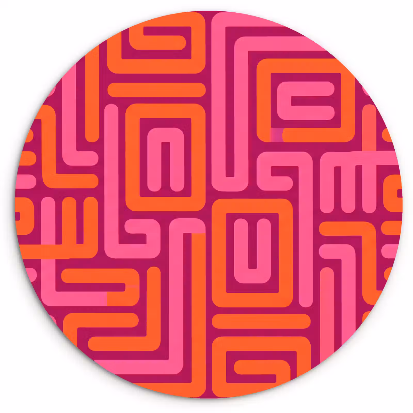 Wandcirkel - Glas - Abstract - Patroon - Lijnen - Roze - Oranje — 1
