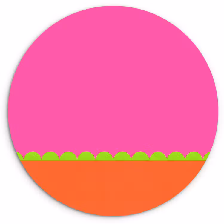 Wandcirkel - Glas - Abstract - Geometrisch - Kleurblokken - Roze - Oranje — 1
