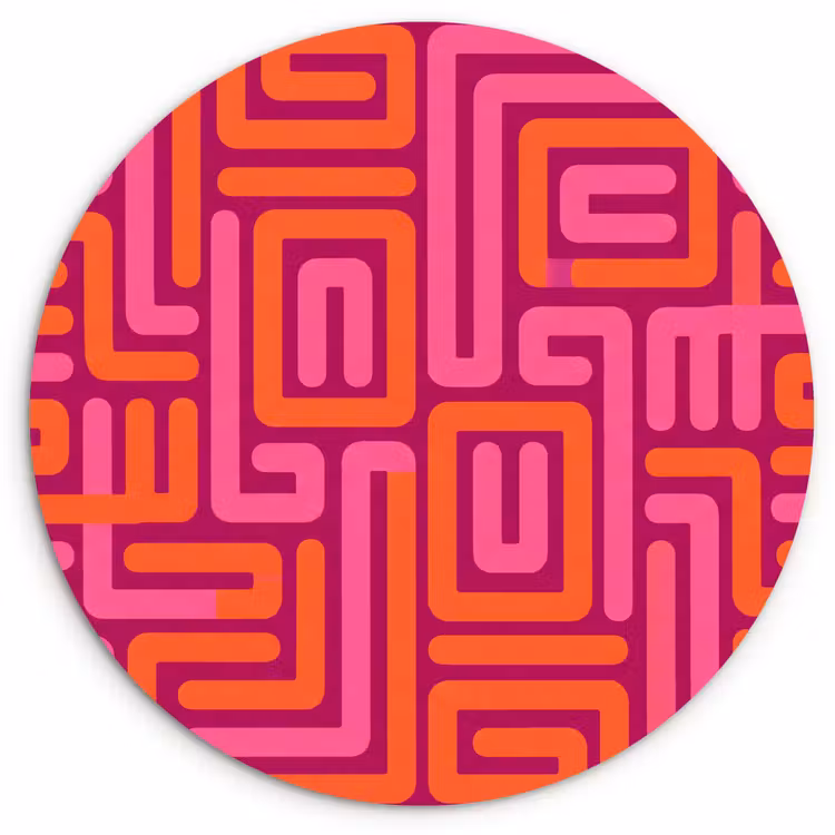 Wandcirkel - Glas - Abstract - Patroon - Lijnen - Roze - Oranje — 1