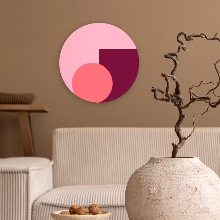 Wandcirkel - Glas - Abstract - Vormen - Roze - Modern - Design — 2