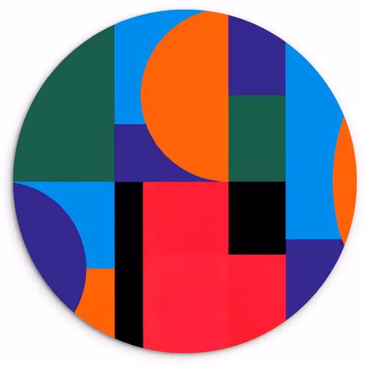 Wandcirkel - Glas - Geometrisch - Abstract - Vormen - Kleurrijk - Modern — 1