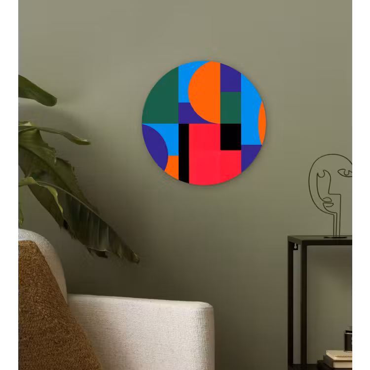 Wandcirkel - Glas - Geometrisch - Abstract - Vormen - Kleurrijk - Modern — 3