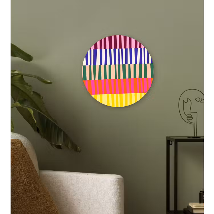 Wandcirkel - Glas - Patroon - Strepen - Abstract - Modern - Kleurrijk — 3