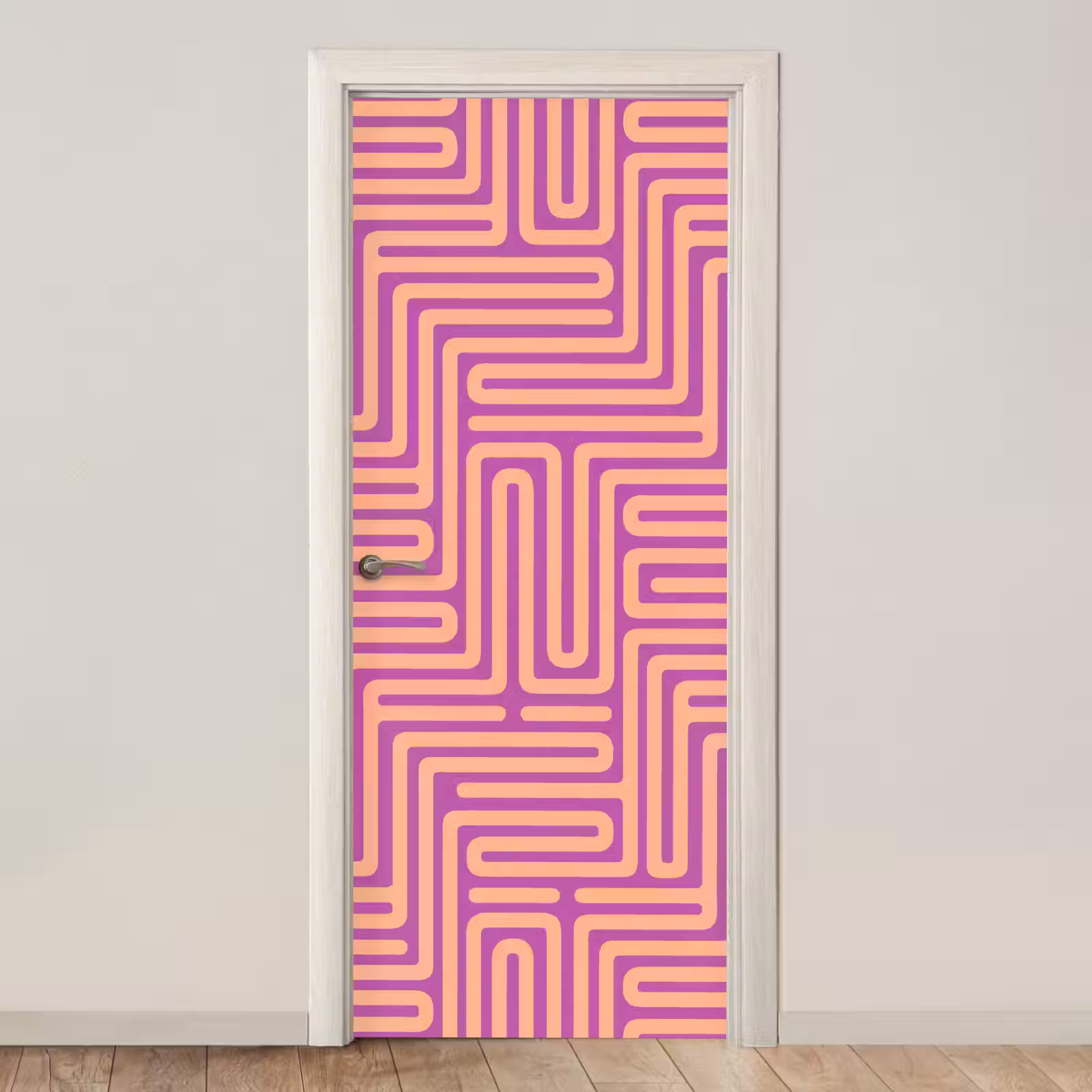 Deursticker - Patroon - Lijnen - Abstract - Modern - Paars — 1