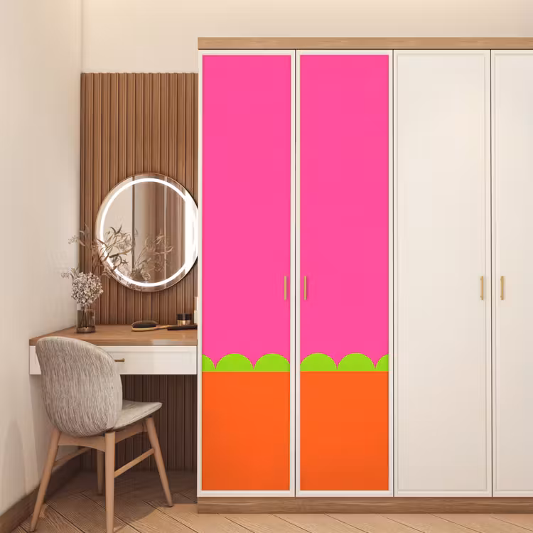 Deursticker - Abstract - Geometrisch - Kleurblokken - Roze - Oranje — 5