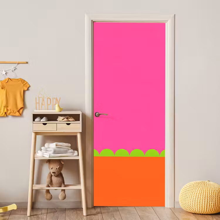 Deursticker - Abstract - Geometrisch - Kleurblokken - Roze - Oranje — 6