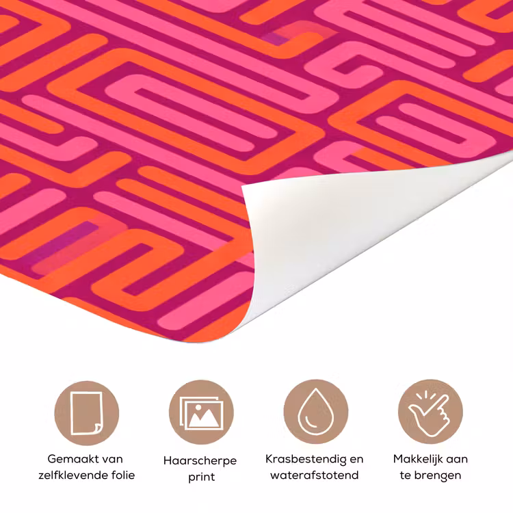 Deursticker - Abstract - Patroon - Lijnen - Roze - Oranje — 3