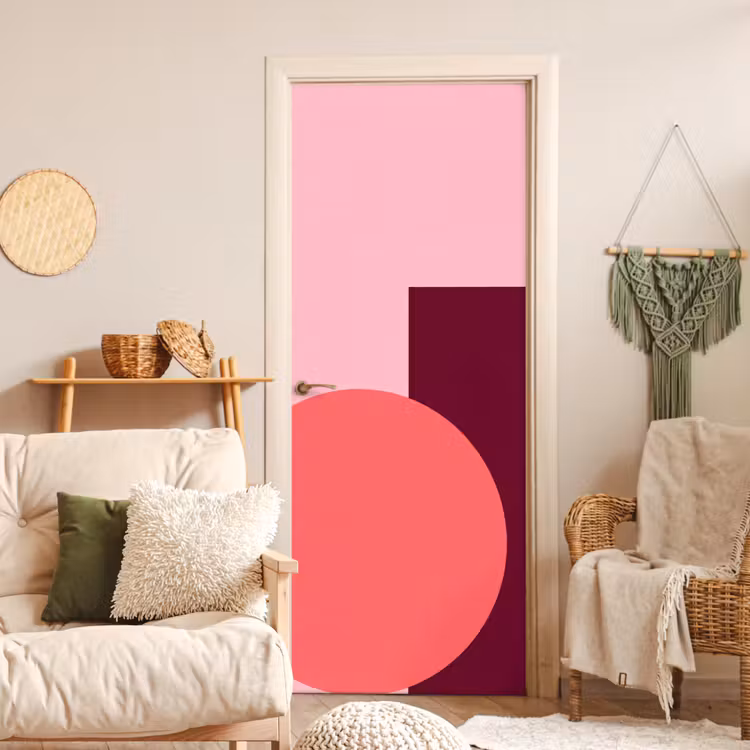 Deursticker - Abstract - Vormen - Roze - Modern - Design — 4
