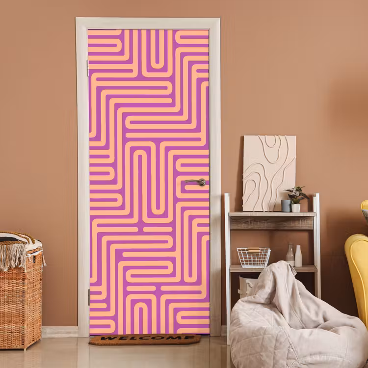 Deursticker - Patroon - Lijnen - Abstract - Modern - Paars — 2