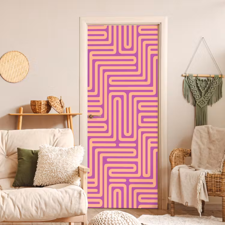 Deursticker - Patroon - Lijnen - Abstract - Modern - Paars — 4